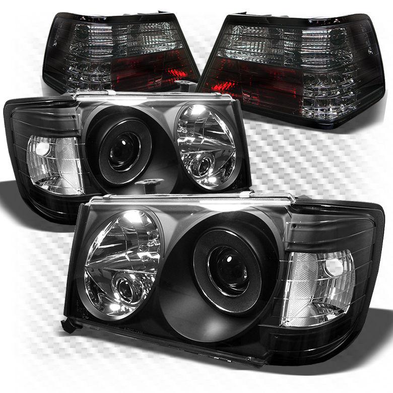 86-95 w124 e-class black pro headlights + smoked philips-led perform tail lights