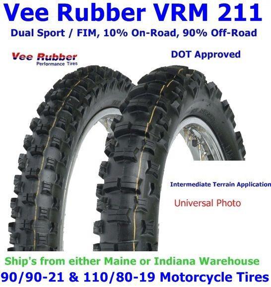 90 90 21 front & 110 80 19 rear vee rubber vrm-211 dual sport motorcycle tires