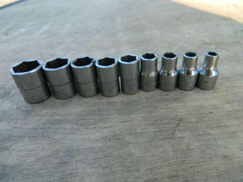 Set of 9 snap on 1/4" drive socket set sae 6 pt. 3/16-9/16 free shipping