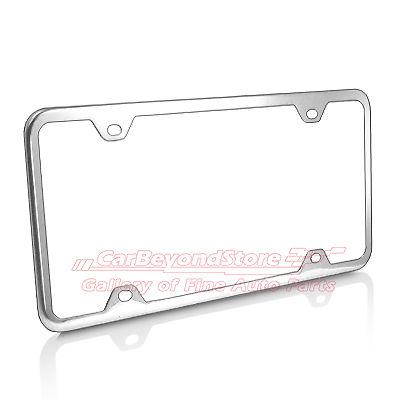 Slim brushed stainless steel 4 holes license plate frame, made in us + free gift