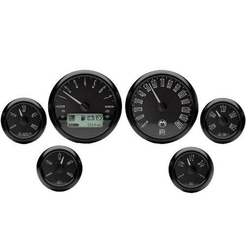 Medallion premium 6 gauges just all black 04-13 harley touring flht fltr