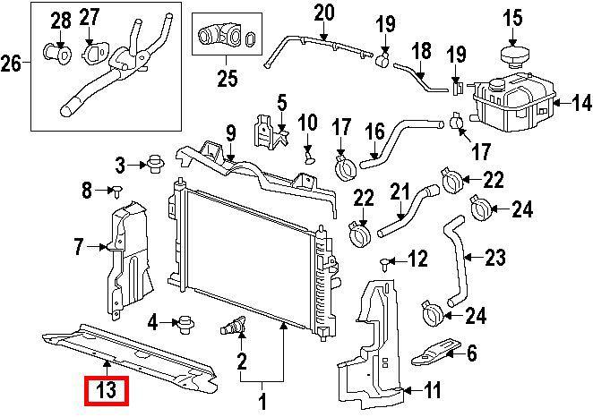 Gm #22814003 radiator misc / deflector / lower baffle 