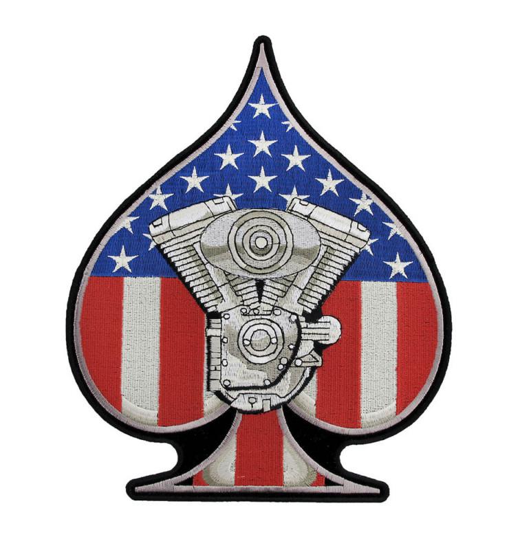 Usa american flag spade v-twin motorcycle patch biker