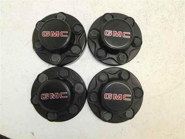 Chevy gmc 2500 van 6 lug black center caps set 4 oem