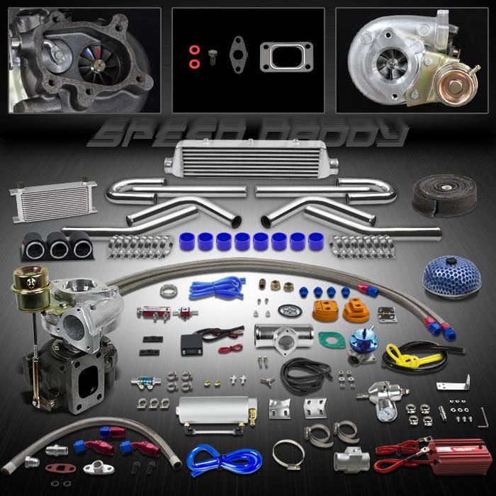 T25/t28 20p turbo kit turbocharger w/wastegate+intercooler+bov+oil cooler+guages