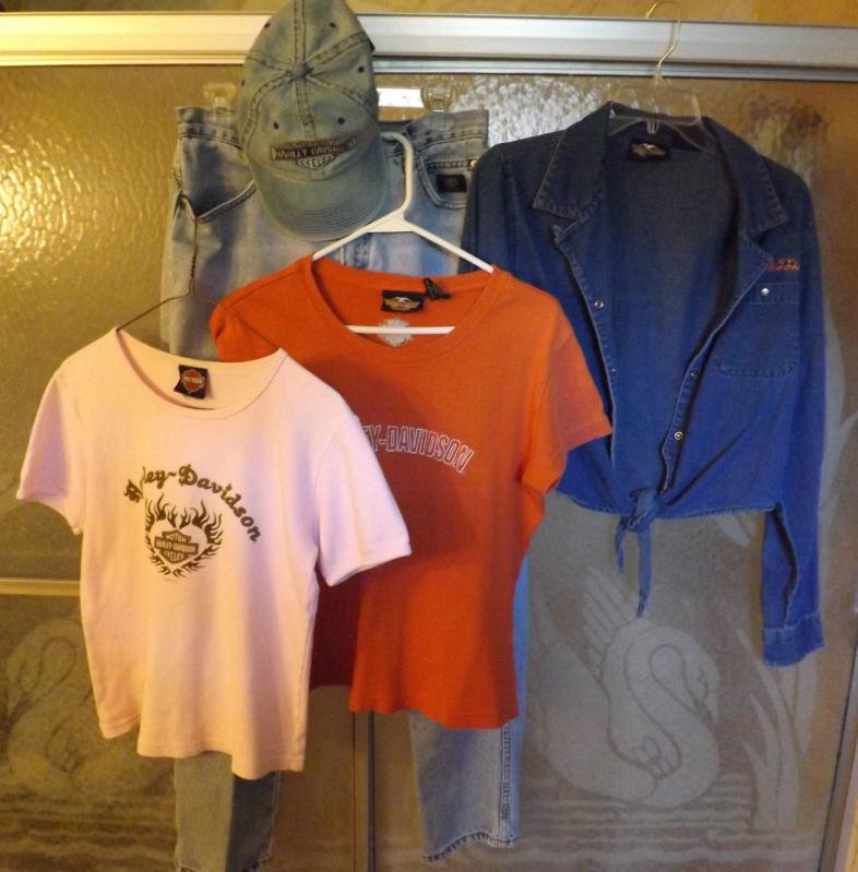 Lot harley davidson womens shirts w/hat and harley jeans free shipping