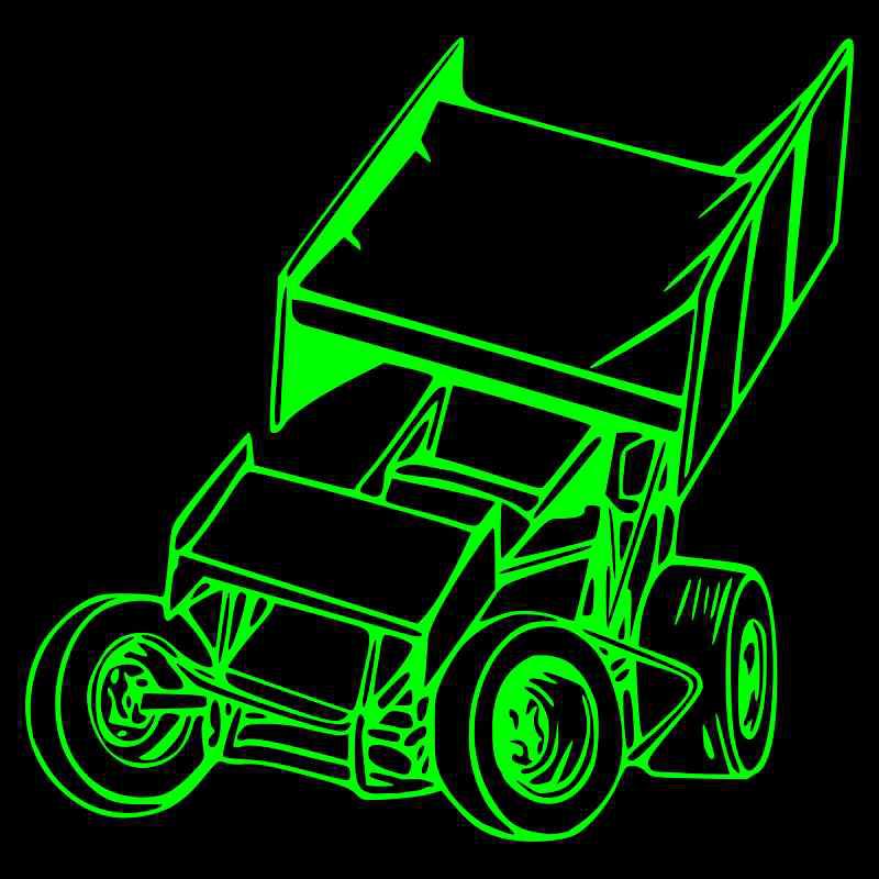 Sprint car racing green vinyl window decal