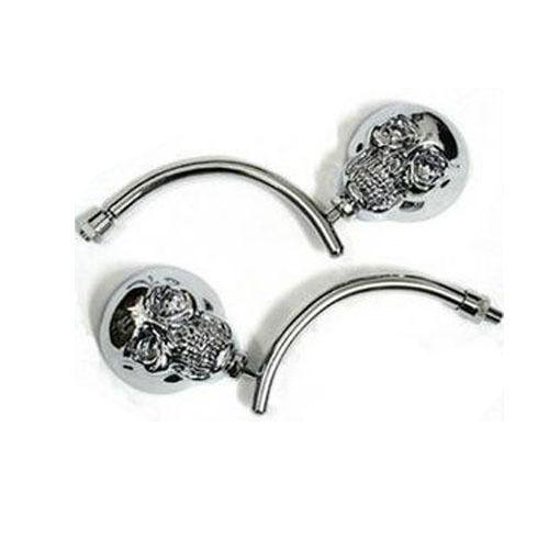 Chrome motorcycle chopper cruiser skull side mirrors honda yamaha kawasaki