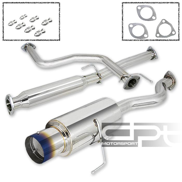 96-00 honda civic ek/ek9 3 dr hb stainless catback exhaust muffler 4.5" burn tip