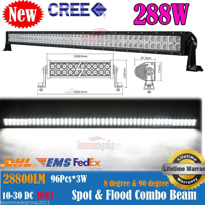 288w 50" cree spot & flood combo led work light bar atv 4wd truck boat car suv