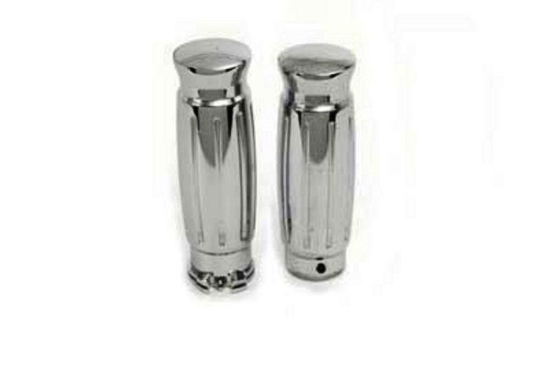 Chrome billet slugger style grip set with milled grooves for hd bt and sportster