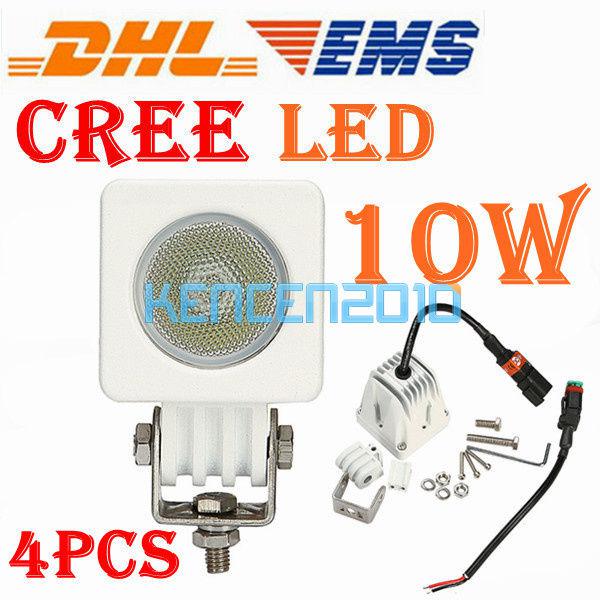 4pcs 10w cree led work light  flood beam offroad lamp 4wd car boat truck 12v 24v