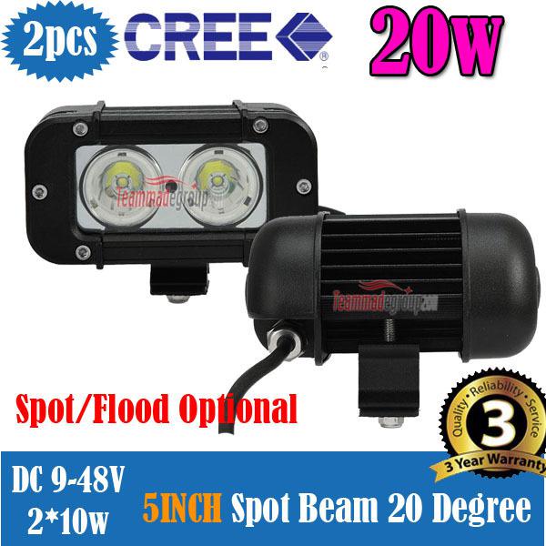 2x 5 inch 20w cree led work light bar 1720lm spot flood offroad lamp save40w/60w