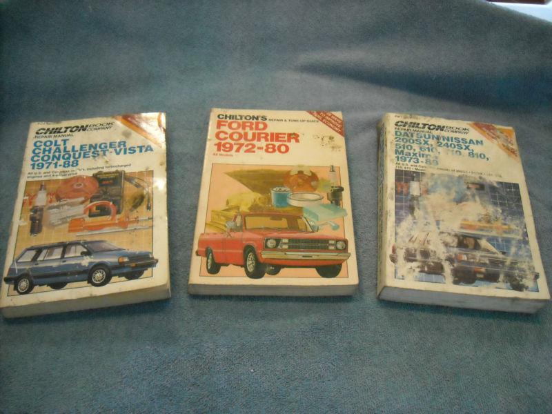 Lot of 3 chilton repair manual datsun/nissan ford courier colt/vista fair - good