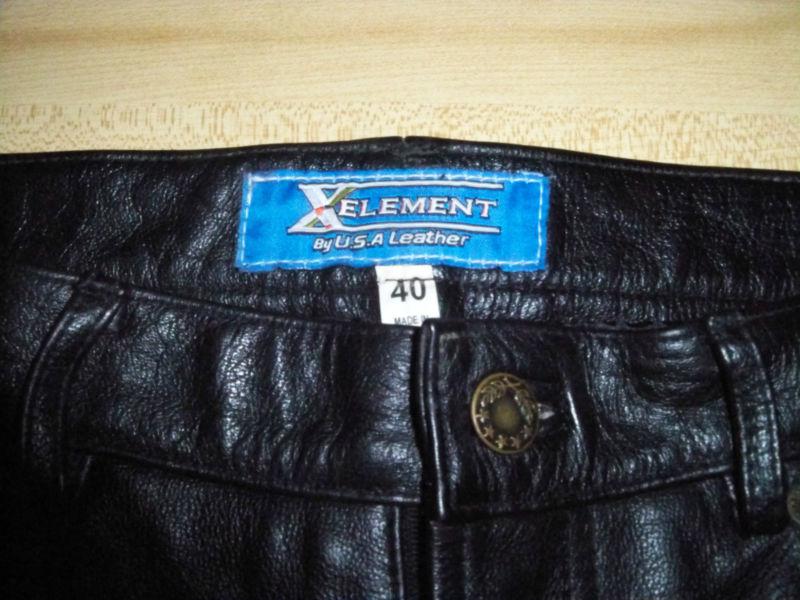 Mens sz. 40 black leather pants by xelement 