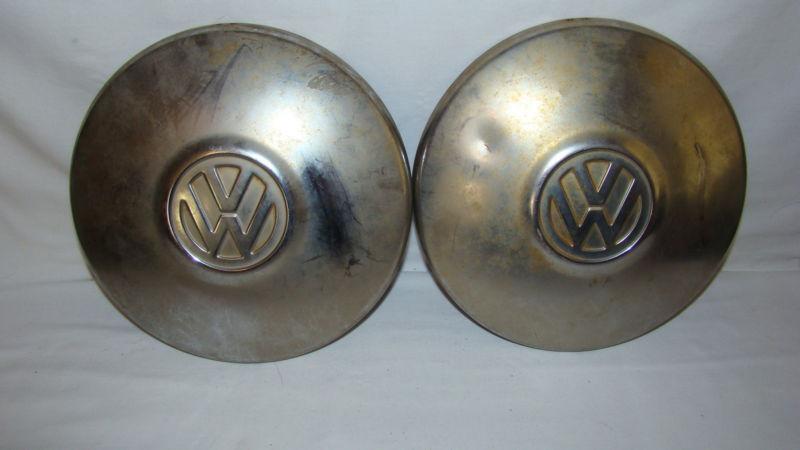 Pair of original vintage volkswagon vw hubcaps 10"