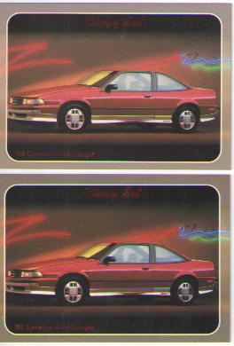 1988 chevy cavalier z-24 baseball card sized cards - lot of 2 - must see !! 