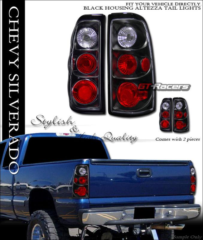 Black altezza tail lights rear lamps 1999-2002 silverado/gmc sierra truck cab jy