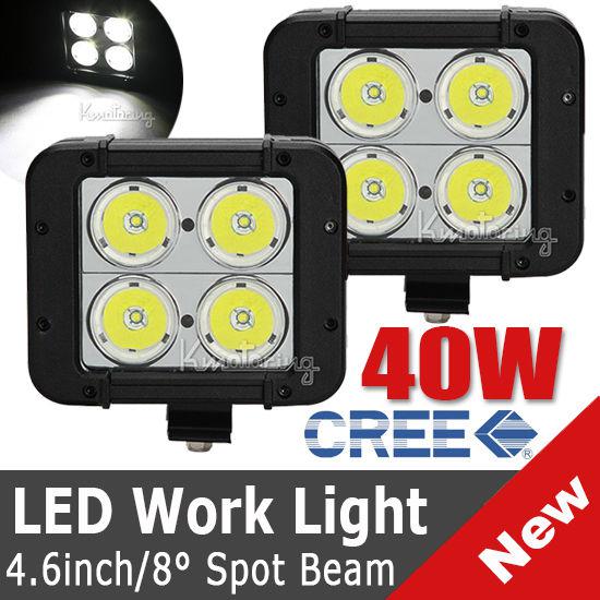 2pcs 40w spot beam dual row cree led work light bar 4wd 4x4 utb truck lamp suv