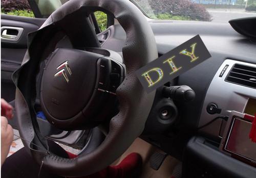New diy superfine fiber reinforced pu leather steering wheel cover black size m 