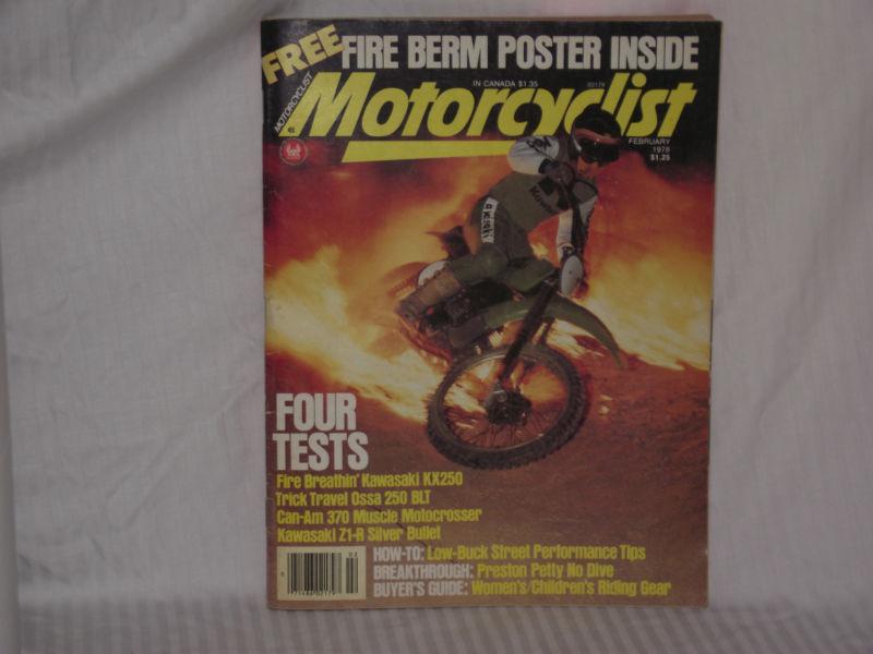 Motorcyclist magazine feb 1978 kx250 ossa250 can-am370 kaw z1 brad lackey