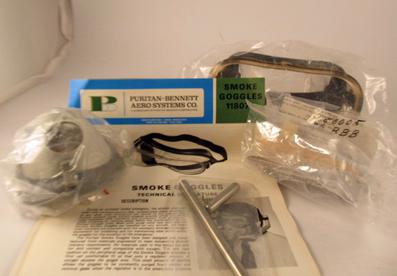 Puritan-bennett aero systems co. smoke goggles and mask from airline ( twa)