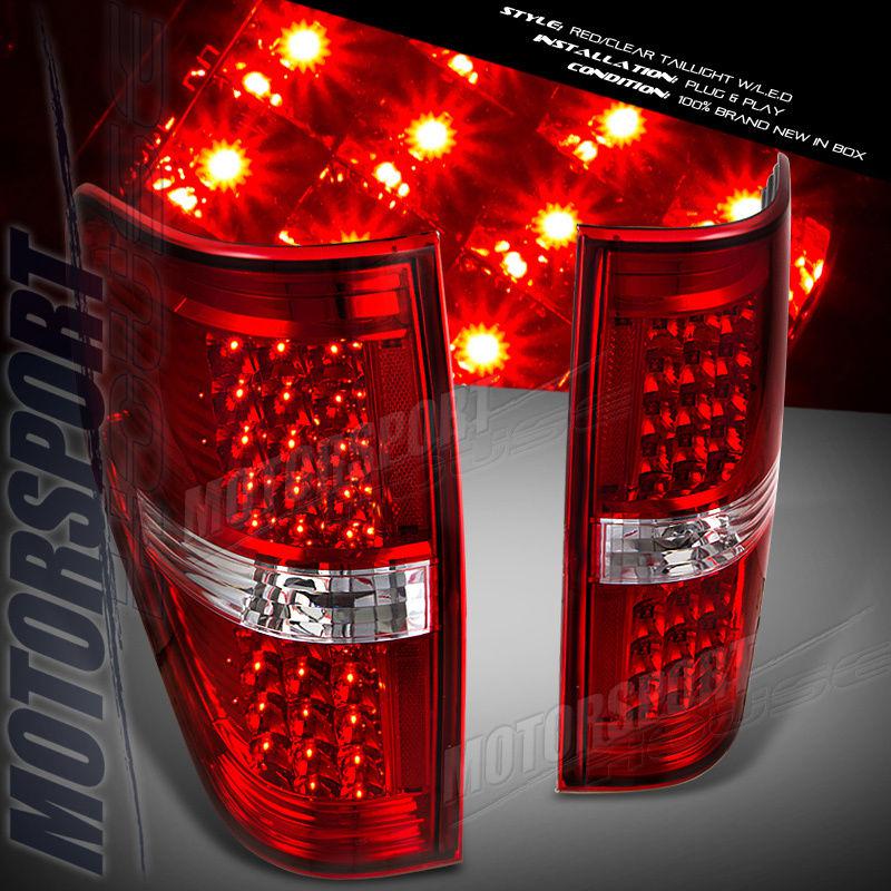 2009-2011 ford f150 pickup truck euro red clear led taillights assembly xl xlt 