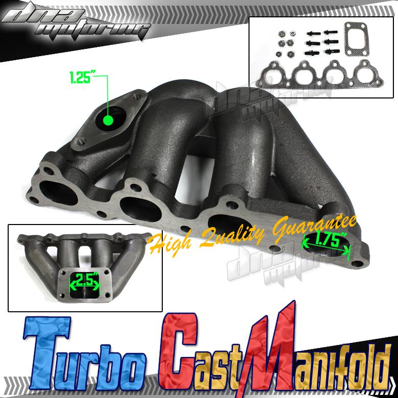 88-00 honda d-series civic/del sol cast iron t04e/t3 turbo/charger ac manifold