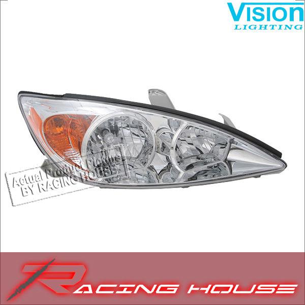 Right passenger side headlight kit unit chrome housing 2002-04 toyota camry