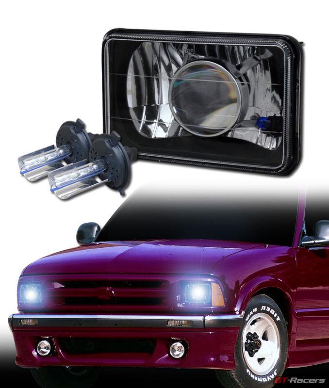 8000k hid xenon 4x6 black clear sealed beam projector headlights h4 lh+rh dy gg