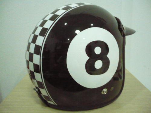 Vintage scooter vespa motorcycle chess n0.8 black open face helmet