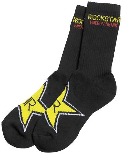 New answer-racing rockstar crew socks, black/yellow, us-6,7,8,9