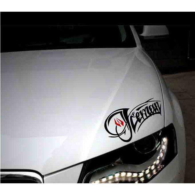 1pc  "raikkonen signature" style black car engine hood reflective decal stickers