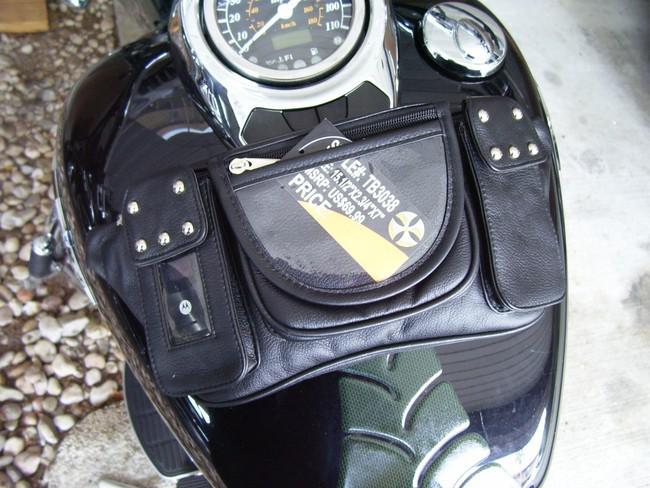 Tank bag 4 phone & valuables~black w/studs~ motorcycle, atv, cruiser, sport bike