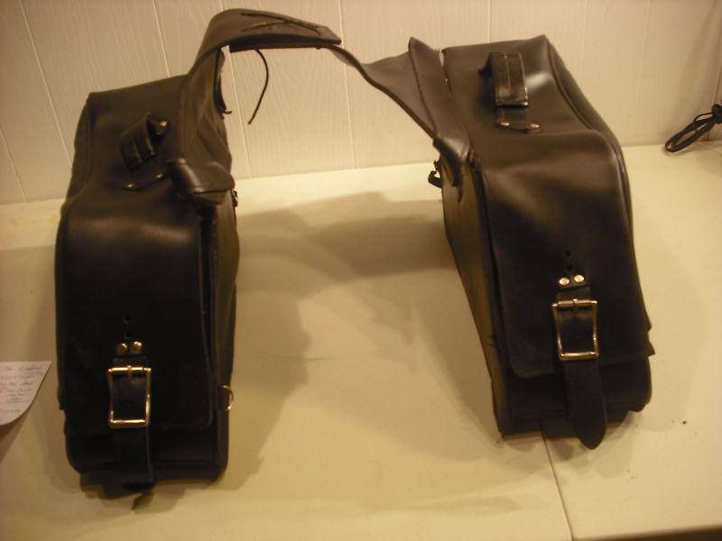 Motorcycle black leather saddle bags , used