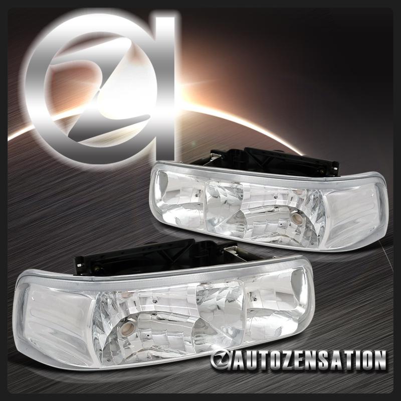 99-02 silverado/00-06 tahoe suburban chrome crystal headlights rh lh