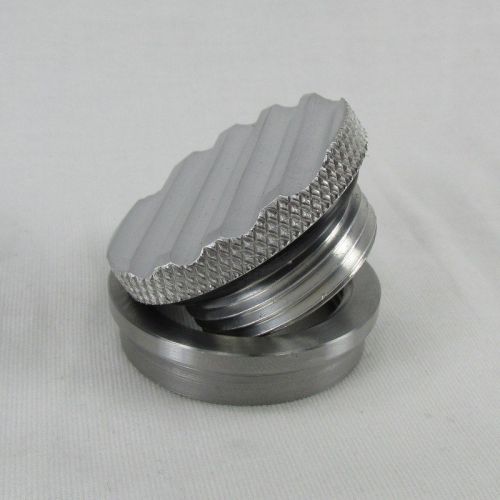 Motorcycle machined aluminum gas fuel tank cap steel bung chopper bobber grooved