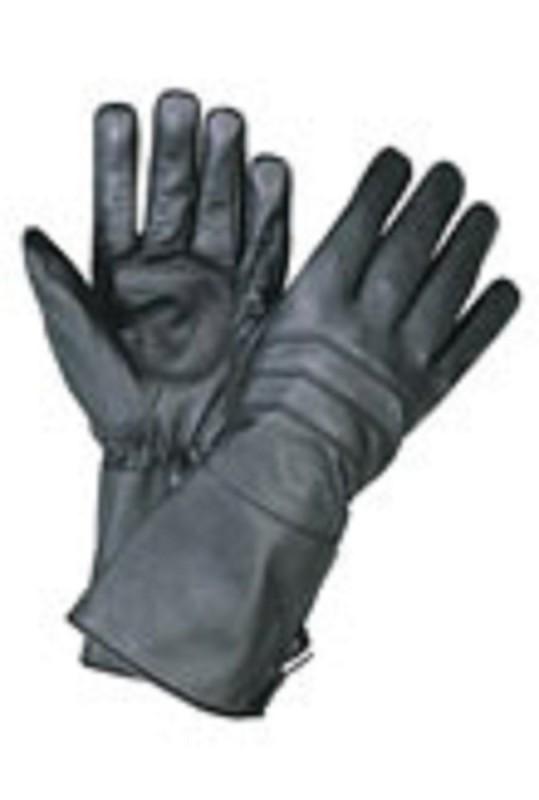 Motorcycle biker leather gauntlet gloves black  xlarge xl new