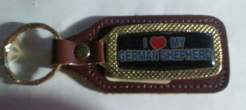 Vintage new i heart love my german shepherd leather key chain made in usa nos