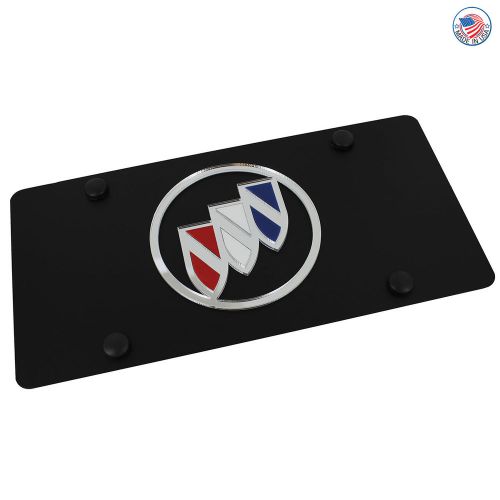 Buick logo on carbon black stainless steel license plate