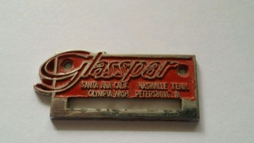 Original glasspar boat serial number holder badge plaque