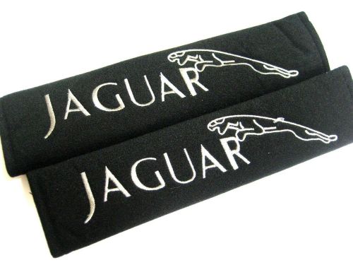 2pcs jaguar embroidered seat belt shoulder cover white pads