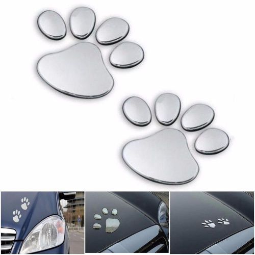 Pair paw footprint car sticker 3d logo emblem badge self adhesive paster decal