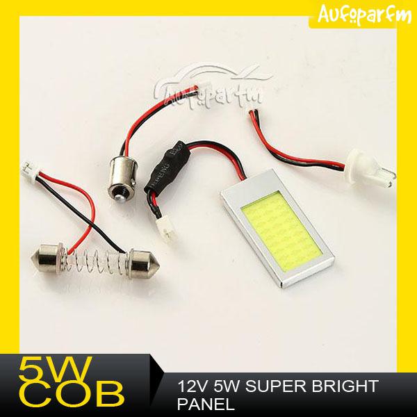 5w cob chip led dome festoon lamp white light panel interior t10 ba9s adapter