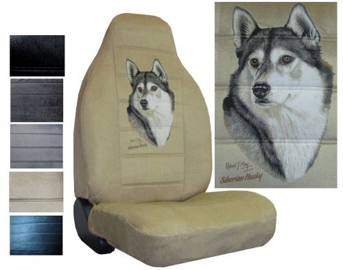 Velour seat covers car truck suv siberian husky dog high back pp #y