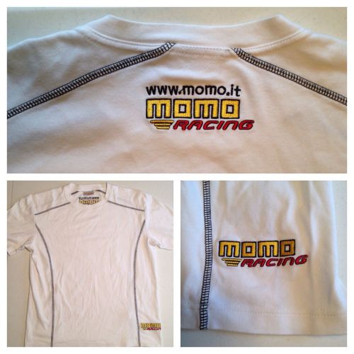 Momo italy racing short sleeve embroidered patch t-shirt white women&#039;s 2xl xxl