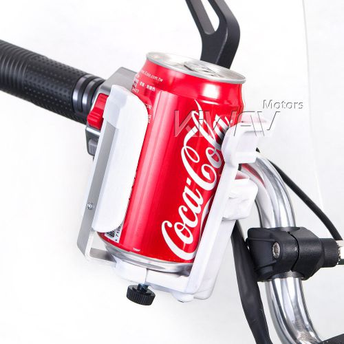 White beverage holder for motorcycle atv scooter 1&#034; 25mm 7/8&#034; 22mm handlebar