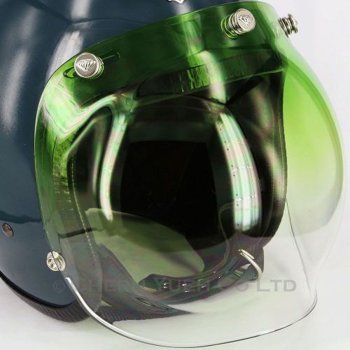 Diamond snaps motorbike bubble shield uv gradient green visor helmet face mask