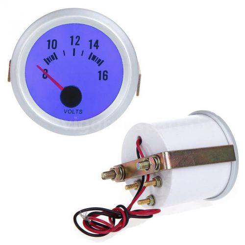 Car vehicle 2&#034; 52mm voltage meter gauge voltmeter 8~16v blue led light c3i3