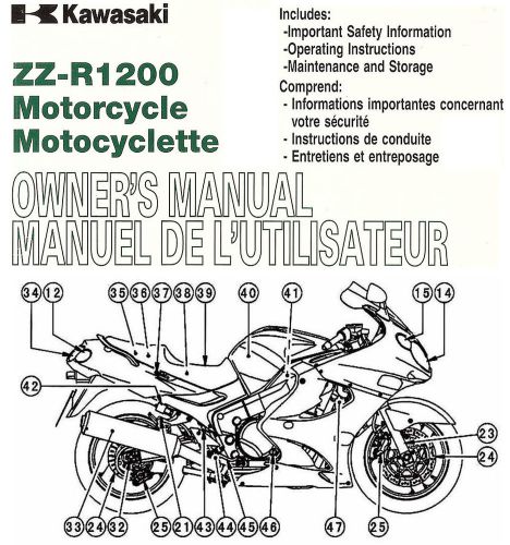 2004 kawasaki zzr1200 motorcycle owners manual -english &amp; french text-zx1200c3